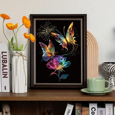 Scratch Art Adult 8 Sheets Rainbow Scratch Art DIY Craft Gift 5 Paint by Scratch Tools （ Butterfly & Peacock） in Saudi Arabia