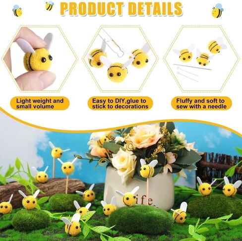 Sndperiexam 30 PCS Mini Wool Felt Bees Cute Bee Craft Supplies Love for Crafts Plush Bees Bees Decor in Saudi Arabia