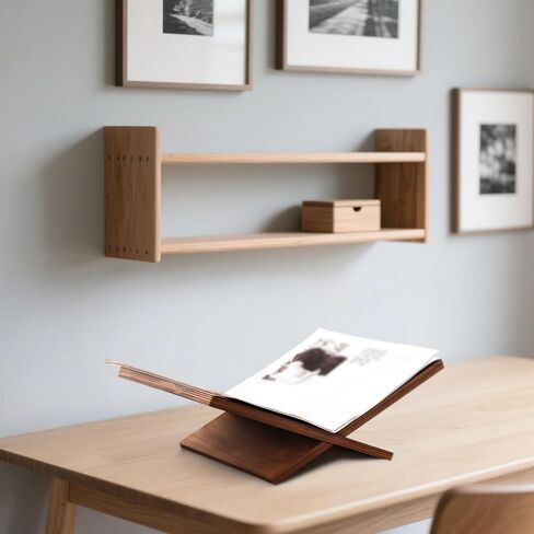 Narrow Wooden Book Display Rack, Clear Acrylic Book Holder for Books, Art, and Decor, Great for Home and Office Use in Saudi Arabia