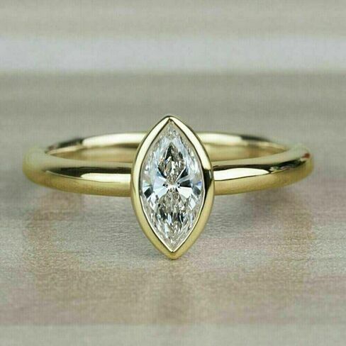 تم إنشاء مختبر Marquise Marquise 2ct 2ct Marquise Lab خاتم الخطوبة ، 14 ألفًا من الذهب الأصفر (الأصفر ، 7.75) in Saudi Arabia