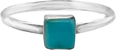 Genuine Sleeping Beauty Turquoise Square Ring, 925 Sterling Silver, Native American Handmade, Nickel Free (Size 5.5) in Saudi Arabia