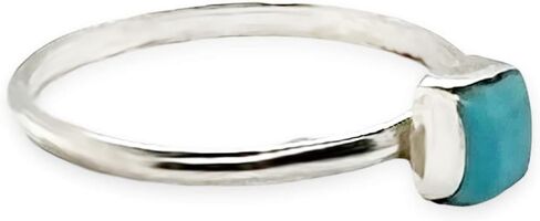 Genuine Sleeping Beauty Turquoise Square Ring, 925 Sterling Silver, Native American Handmade, Nickel Free (Size 5.5) in Saudi Arabia