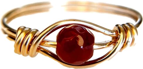Ruby Gemstone Ring, 14K Gold Filled or Sterling Silver Wire-Wrapped Band, Ring for Man or Woman, July Birthstone Present, Stone Jewelry, Boho Style, Size 5 to 16 in Saudi Arabia