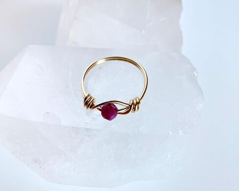 Ruby Gemstone Ring, 14K Gold Filled or Sterling Silver Wire-Wrapped Band, Ring for Man or Woman, July Birthstone Present, Stone Jewelry, Boho Style, Size 5 to 16 in Saudi Arabia