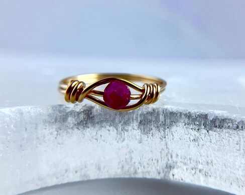 Ruby Gemstone Ring, 14K Gold Filled or Sterling Silver Wire-Wrapped Band, Ring for Man or Woman, July Birthstone Present, Stone Jewelry, Boho Style, Size 5 to 16 in Saudi Arabia