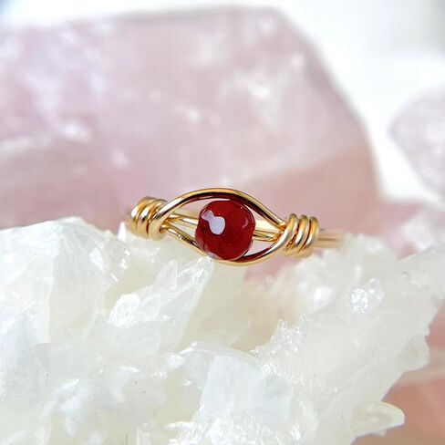 Ruby Gemstone Ring, 14K Gold Filled or Sterling Silver Wire-Wrapped Band, Ring for Man or Woman, July Birthstone Present, Stone Jewelry, Boho Style, Size 5 to 16 in Saudi Arabia