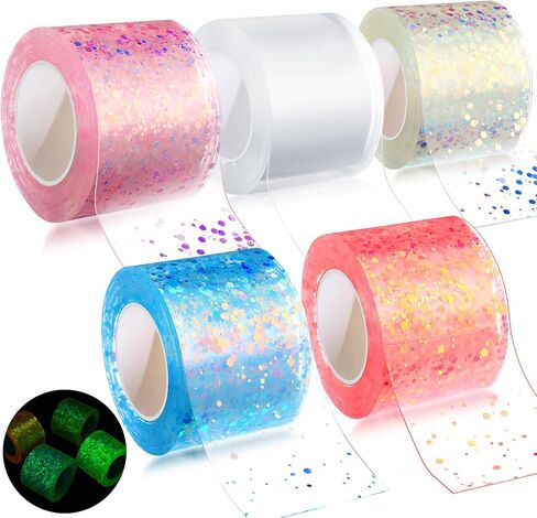 Hydren 5 PCS Nano Tape Bubble Kit Glow في مجموعة صانع الغراء المظلمة Nano No Heating مطلوبة 49.2 قدمًا × 1.97 بوصة مناسبة للأطفال المبتدئين للأشعة فوق البنفسجية غراء مزدوج ملون لصنع الفقاعة in Saudi Arabia