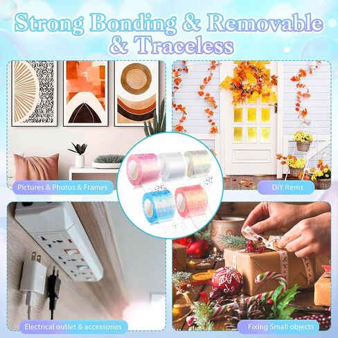Hydren 5 PCS Nano Tape Bubble Kit Glow في مجموعة صانع الغراء المظلمة Nano No Heating مطلوبة 49.2 قدمًا × 1.97 بوصة مناسبة للأطفال المبتدئين للأشعة فوق البنفسجية غراء مزدوج ملون لصنع الفقاعة in Saudi Arabia