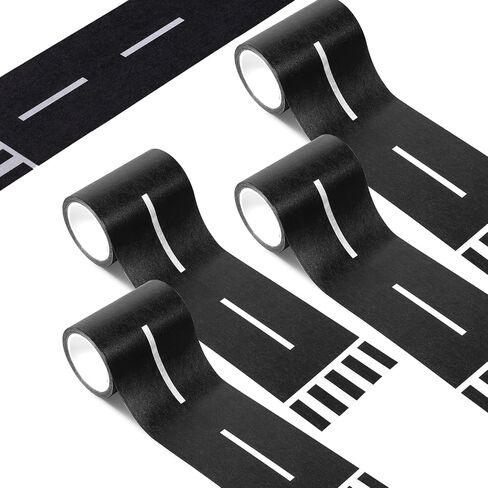 4 Rolls Roadway Tape, 16.4ft Black Residue Free Road Car Track Tape Race Cars Decorations for Kids Birthday Party Party Racing Party Decoration in Saudi Arabia