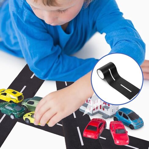 4 Rolls Roadway Tape, 16.4ft Black Residue Free Road Car Track Tape Race Cars Decorations for Kids Birthday Party Party Racing Party Decoration in Saudi Arabia