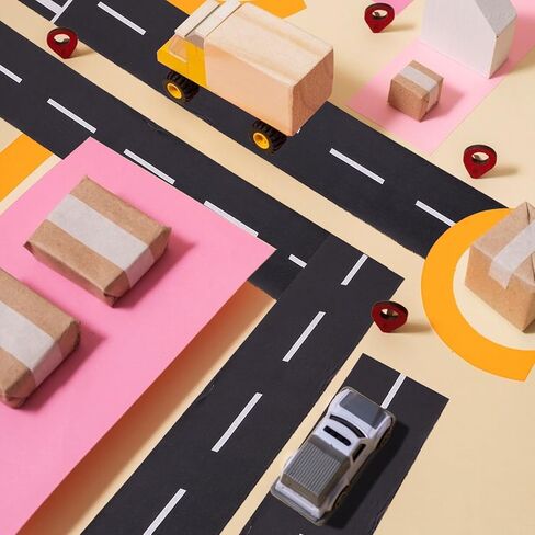 4 Rolls Roadway Tape, 16.4ft Black Residue Free Road Car Track Tape Race Cars Decorations for Kids Birthday Party Party Racing Party Decoration in Saudi Arabia
