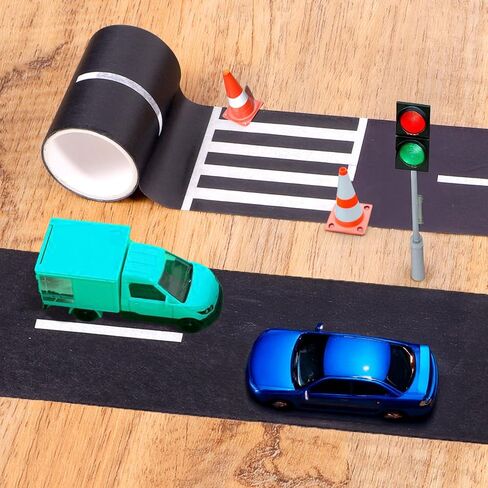 4 Rolls Roadway Tape, 16.4ft Black Residue Free Road Car Track Tape Race Cars Decorations for Kids Birthday Party Party Racing Party Decoration in Saudi Arabia