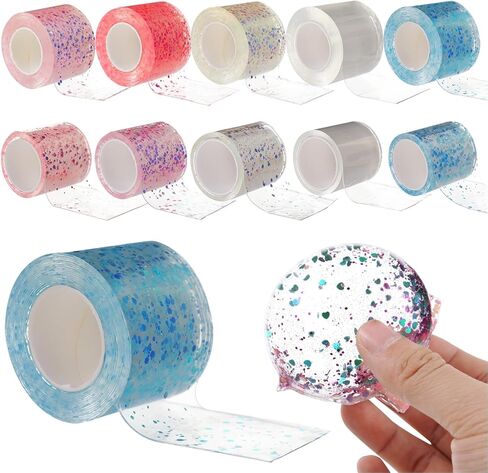 Omistar 10 PCS Nano Tapes ، Multicolor Nano Tape Bubble Kit و Multi-Color و Bubble Making Corning for Crafting و Tecoring و DIY ، مناسبة للمبتدئين والأطفال (65.6 قدم × 2 بوصة) in Kuwait