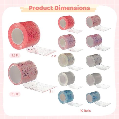 Omistar 10 PCS Nano Tapes ، Multicolor Nano Tape Bubble Kit و Multi-Color و Bubble Making Corning for Crafting و Tecoring و DIY ، مناسبة للمبتدئين والأطفال (65.6 قدم × 2 بوصة) in Kuwait