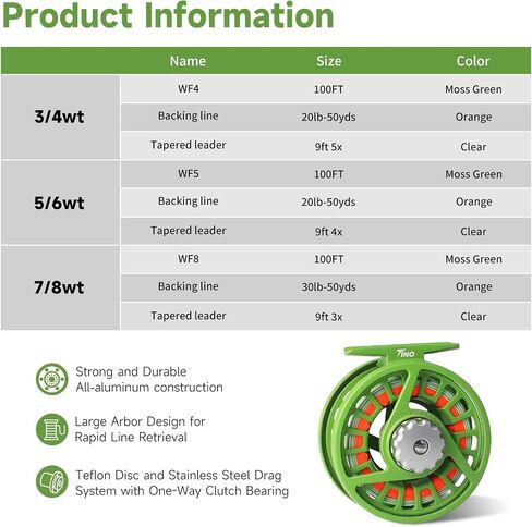 بكرة الصيد M MAXIMUMCATCH Tino Fly Fishing Reel (3/4wt 5/6wt 7/8wt) وبكرة الذبابة المحملة مسبقًا مع مجموعة الخط in Saudi Arabia