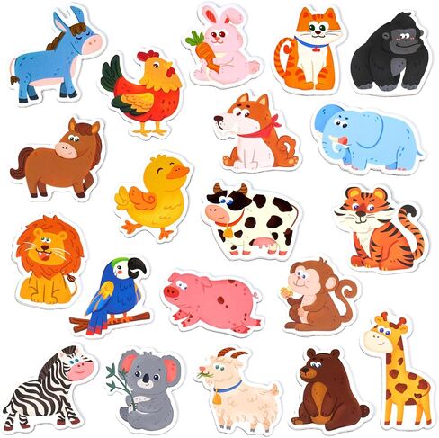 JoyCat Wooden Fridge Magnets for Toddlers, 20 Cute Animals Refrigerator Magnets for Kids, Full Back Magnetic Toys, Fun Educational Baby Learning Gifts for 2 3 4 5 Years Old in Saudi Arabia
