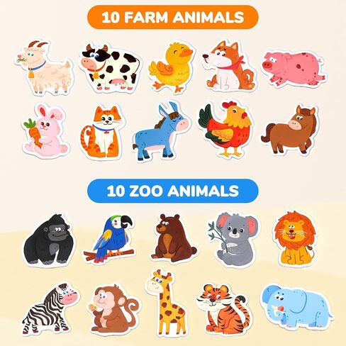 JoyCat Wooden Fridge Magnets for Toddlers, 20 Cute Animals Refrigerator Magnets for Kids, Full Back Magnetic Toys, Fun Educational Baby Learning Gifts for 2 3 4 5 Years Old in Saudi Arabia