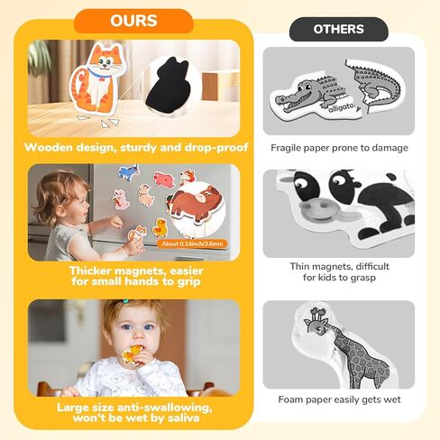 JoyCat Wooden Fridge Magnets for Toddlers, 20 Cute Animals Refrigerator Magnets for Kids, Full Back Magnetic Toys, Fun Educational Baby Learning Gifts for 2 3 4 5 Years Old in Saudi Arabia