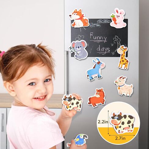 JoyCat Wooden Fridge Magnets for Toddlers, 20 Cute Animals Refrigerator Magnets for Kids, Full Back Magnetic Toys, Fun Educational Baby Learning Gifts for 2 3 4 5 Years Old in Saudi Arabia