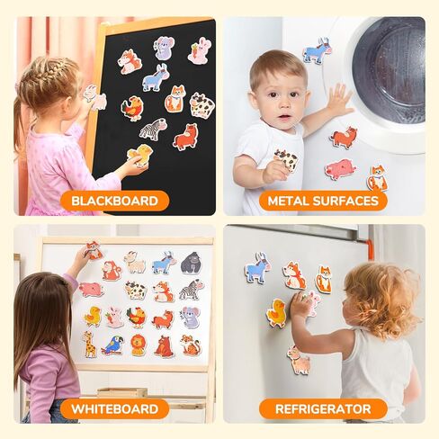 JoyCat Wooden Fridge Magnets for Toddlers, 20 Cute Animals Refrigerator Magnets for Kids, Full Back Magnetic Toys, Fun Educational Baby Learning Gifts for 2 3 4 5 Years Old in Saudi Arabia
