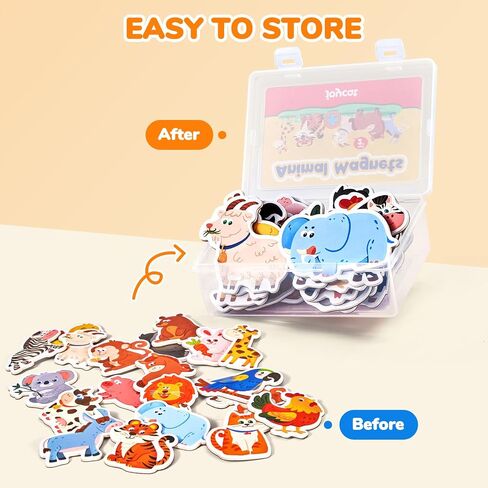 JoyCat Wooden Fridge Magnets for Toddlers, 20 Cute Animals Refrigerator Magnets for Kids, Full Back Magnetic Toys, Fun Educational Baby Learning Gifts for 2 3 4 5 Years Old in Saudi Arabia
