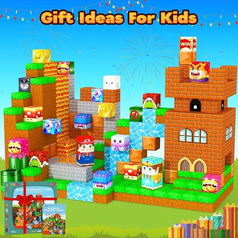 Magnetic Blocks Kids Toys & Games, Magnetic Building Cubes Montessori Construction Sensory Toys for 3-5 5-7 6-8 8-13 Year Old Boys Girls, Toddler for Ages 3+ Birthday Decorations Party Favors Gifts in Saudi Arabia