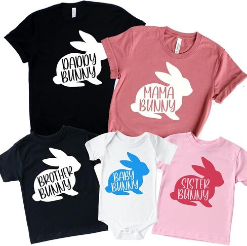 Mommy Daddy Brother Sister Baby Bunny Personalized Easter Family Shirts, Cute Matching Shirts for Easter, Matching Easter Outfits, Easter Crew Matching Shirts, Easter Clothes for Family. Multicolor in Saudi Arabia