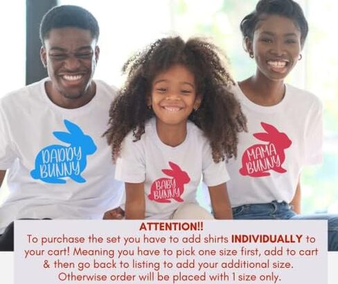 Mommy Daddy Brother Sister Baby Bunny Personalized Easter Family Shirts, Cute Matching Shirts for Easter, Matching Easter Outfits, Easter Crew Matching Shirts, Easter Clothes for Family. Multicolor in Saudi Arabia