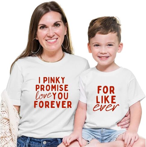 Pinky Promise Love You Forever Mommy and Me Valentine Shirts, Valentine's Day Mom and Daughter Matching Outfits, Son Mother Valentines Day Gifts for Mom and Baby Girl Boy. Multicolor in Saudi Arabia
