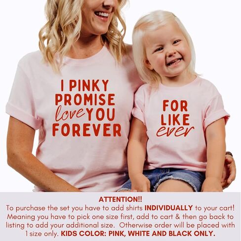 Pinky Promise Love You Forever Mommy and Me Valentine Shirts, Valentine's Day Mom and Daughter Matching Outfits, Son Mother Valentines Day Gifts for Mom and Baby Girl Boy. Multicolor in Saudi Arabia