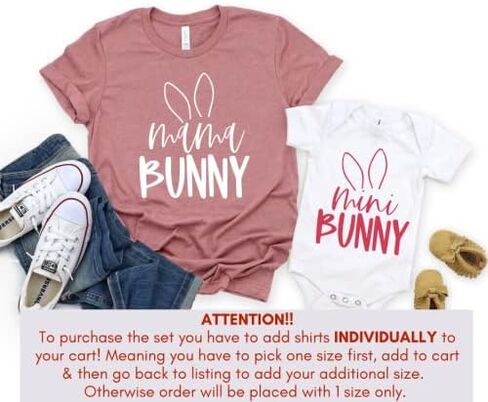 Bunny Ears Mama Mini Mommy وأنا مطابقة ملابس لعيد الفصح ، أم عيد الفصح اللطيف ، وقمصانني ، الأم الابنة الأم ، ملابس عيد الفصح ، مومي طفل أرنب عيد الفصح. Bears2 متعدد الألوان in Saudi Arabia