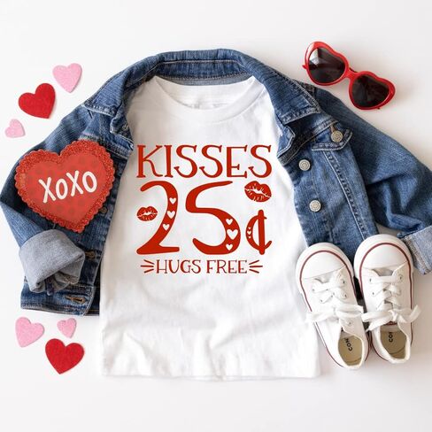 Kisses 25 Cents Toddler Valentines Shirt, Valentine's Day Outfit For Toddler Boy, Girl, Funny Baby Valentines Day Onesie, Cute Toddler Boy Valentines Day Shirt, Newborn Valentine's Day Outfit. KHUG1 in Saudi Arabia