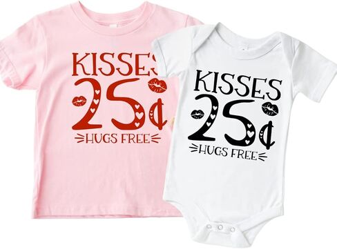 Kisses 25 Cents Toddler Valentines Shirt, Valentine's Day Outfit For Toddler Boy, Girl, Funny Baby Valentines Day Onesie, Cute Toddler Boy Valentines Day Shirt, Newborn Valentine's Day Outfit. KHUG1 in Saudi Arabia