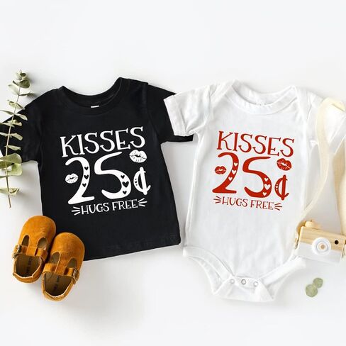 Kisses 25 Cents Toddler Valentines Shirt, Valentine's Day Outfit For Toddler Boy, Girl, Funny Baby Valentines Day Onesie, Cute Toddler Boy Valentines Day Shirt, Newborn Valentine's Day Outfit. KHUG1 in Saudi Arabia