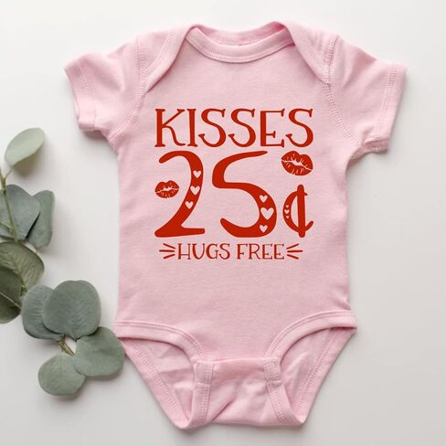 Kisses 25 Cents Toddler Valentines Shirt, Valentine's Day Outfit For Toddler Boy, Girl, Funny Baby Valentines Day Onesie, Cute Toddler Boy Valentines Day Shirt, Newborn Valentine's Day Outfit. KHUG1 in Saudi Arabia