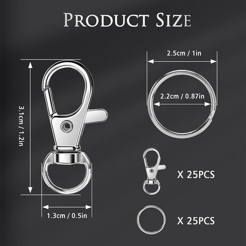 Bonison 50 PCS Keychain Making Kit مع Cobster Claw Clasps & Key Rings - Ckeychain Clip مع لوازم الحرف الحلقية الرئيسية لسلاسل المفاتيح DIY ، مجوهرات ومشاريع الحبل in Kuwait