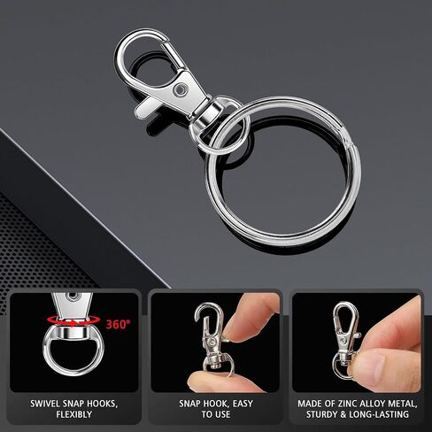 Bonison 50 PCS Keychain Making Kit مع Cobster Claw Clasps & Key Rings - Ckeychain Clip مع لوازم الحرف الحلقية الرئيسية لسلاسل المفاتيح DIY ، مجوهرات ومشاريع الحبل in Kuwait