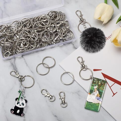Bonison 50 PCS Keychain Making Kit مع Cobster Claw Clasps & Key Rings - Ckeychain Clip مع لوازم الحرف الحلقية الرئيسية لسلاسل المفاتيح DIY ، مجوهرات ومشاريع الحبل in Kuwait