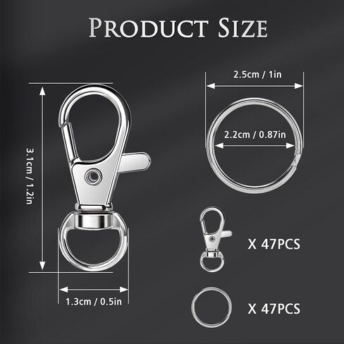 Bonison 50 PCS Keychain Making Kit مع Cobster Claw Clasps & Key Rings - Ckeychain Clip مع لوازم الحرف الحلقية الرئيسية لسلاسل المفاتيح DIY ، مجوهرات ومشاريع الحبل in Kuwait