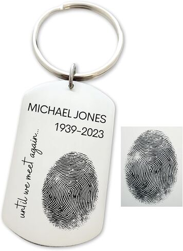 Personalized Fingerprint Memorial Keychain - Actual Thumb Print Fingerprint Dog Tag - Fingerprint Keepsake - Memorial Gift for Him - Engraved Custom Stainless Steel - N1290 in Saudi Arabia