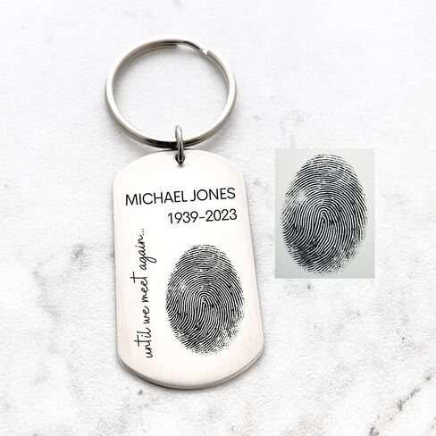 Personalized Fingerprint Memorial Keychain - Actual Thumb Print Fingerprint Dog Tag - Fingerprint Keepsake - Memorial Gift for Him - Engraved Custom Stainless Steel - N1290 in Saudi Arabia