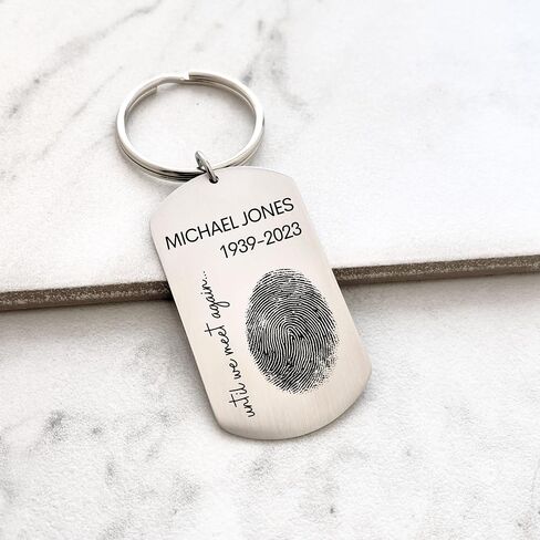 Personalized Fingerprint Memorial Keychain - Actual Thumb Print Fingerprint Dog Tag - Fingerprint Keepsake - Memorial Gift for Him - Engraved Custom Stainless Steel - N1290 in Saudi Arabia
