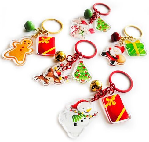 سلسلة مفاتيح Charm Charm التي وضعتها Adore by Nat - سلاسل مفاتيح العطلات الاحتفالية مع Santa و Snowman و Gingerbread & More - Stocking Stuffers و Gifts ، مجموعة من 5 in Saudi Arabia