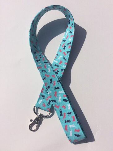 Mini Cats Lanyard ID Badge Key Holder Keeper Fabric Teal Kittens in Saudi Arabia