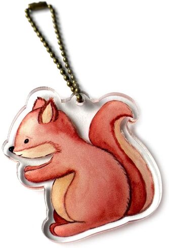 Cute Squirrel Keychain by Adore By Nat - Handcrafted Watercolor Woodland Forest Animal Acrylic Keyring in Saudi Arabia