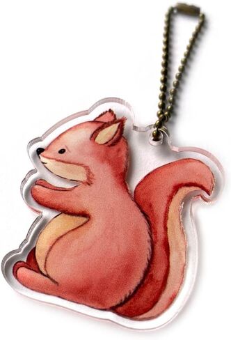 Cute Squirrel Keychain by Adore By Nat - Handcrafted Watercolor Woodland Forest Animal Acrylic Keyring in Saudi Arabia