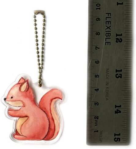 Cute Squirrel Keychain by Adore By Nat - Handcrafted Watercolor Woodland Forest Animal Acrylic Keyring in Saudi Arabia