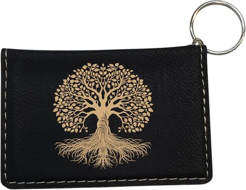 Keychain ID Holder Wallet - Celtic Tree of Life - Leather (Black/Gold) in Saudi Arabia