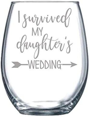 I survived my Daughters Wedding Funny Gift Laser Etched Wine Glass - 17 oz in Saudi Arabia