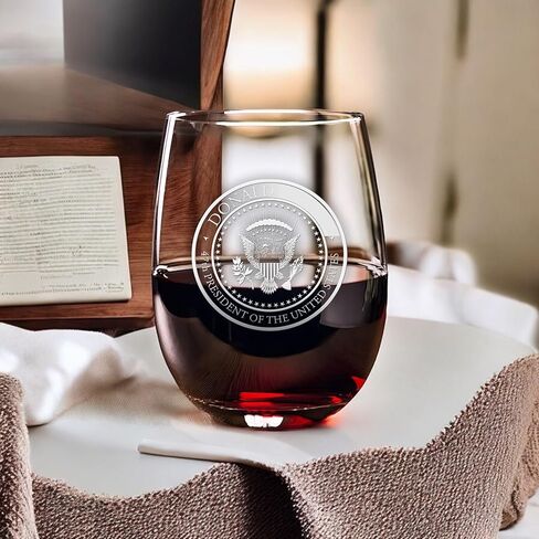 47th Presidential Seal Wine Glass | Engraved Stemless Wine Glass | Patriotic Wine Glass Gift | Presidential Election Gift | USA Political Gift | Engraved Wine Glass in Saudi Arabia
